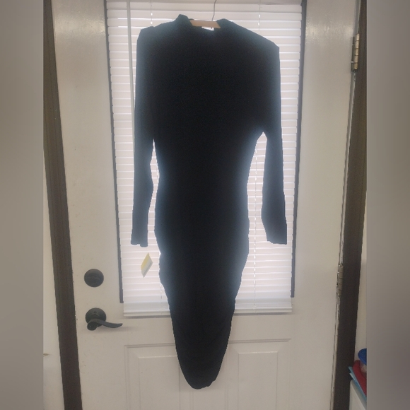 VENUS Dresses & Skirts - Nwt Venus Mock Neck Jumper Dress Ribbed Black Large Minimalist Gothic Elegant